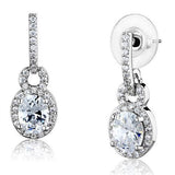 Rhodium Brass Earrings with AAA Grade CZ  in Clear
