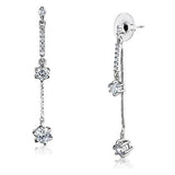 Rhodium Brass Earrings with AAA Grade CZ  in Clear