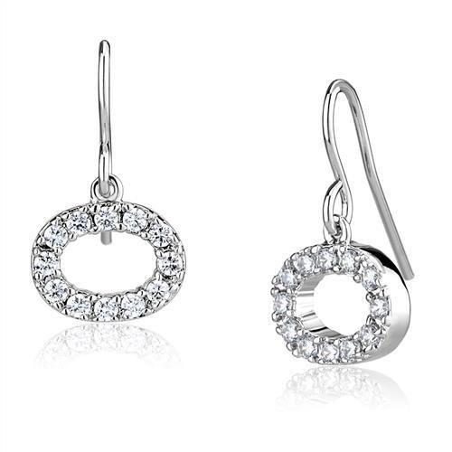 Rhodium Brass Earrings with AAA Grade CZ  in Clear