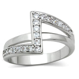 Rhodium Brass Ring with AAA Grade CZ  in Clear