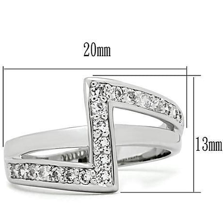 Rhodium Brass Ring with AAA Grade CZ  in Clear