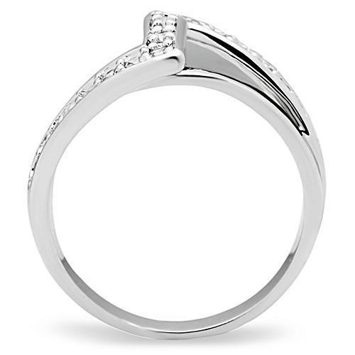 Rhodium Brass Ring with AAA Grade CZ  in Clear