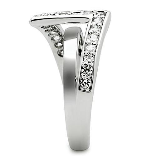 Rhodium Brass Ring with AAA Grade CZ  in Clear