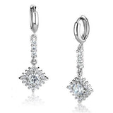 Rhodium Brass Earrings with AAA Grade CZ  in Clear