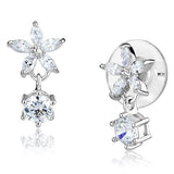 Rhodium Brass Earrings with AAA Grade CZ  in Clear