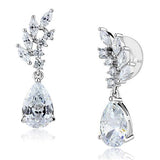 Rhodium Brass Earrings with AAA Grade CZ  in Clear