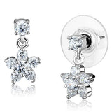 Rhodium Brass Earrings with AAA Grade CZ  in Clear