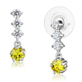 Rhodium Brass Earrings with AAA Grade CZ  in Topaz