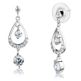 Rhodium Brass Earrings with AAA Grade CZ  in Clear