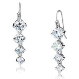 Rhodium Brass Earrings with AAA Grade CZ  in Clear