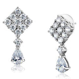 Rhodium Brass Earrings with AAA Grade CZ  in Clear