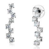 Rhodium Brass Earrings with AAA Grade CZ  in Clear