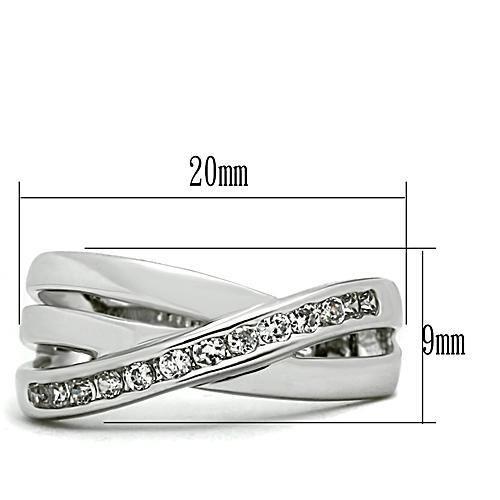 Rhodium Brass Ring with AAA Grade CZ  in Clear