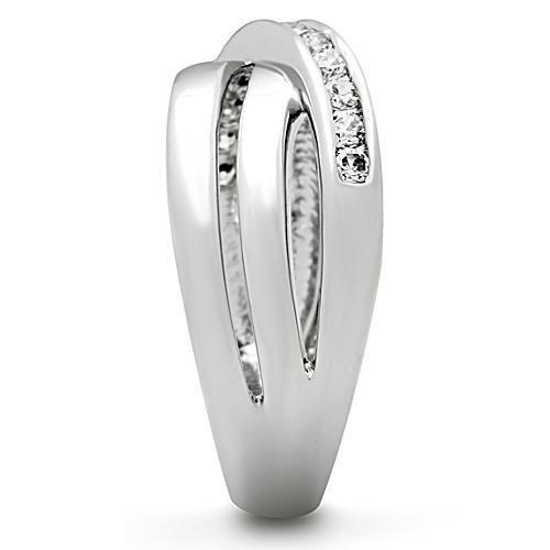 Rhodium Brass Ring with AAA Grade CZ  in Clear