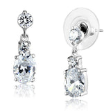 Rhodium Brass Earrings with AAA Grade CZ  in Clear