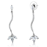 Rhodium Brass Earrings with AAA Grade CZ  in Clear