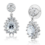 Rhodium Brass Earrings with AAA Grade CZ  in Clear