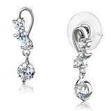 Rhodium Brass Earrings with AAA Grade CZ  in Clear