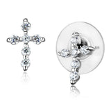 Rhodium Brass Earrings with AAA Grade CZ  in Clear