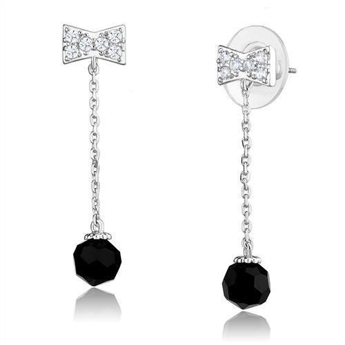 Rhodium Brass Earrings with AAA Grade CZ  in Clear