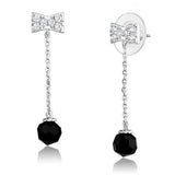 Rhodium Brass Earrings with AAA Grade CZ  in Clear