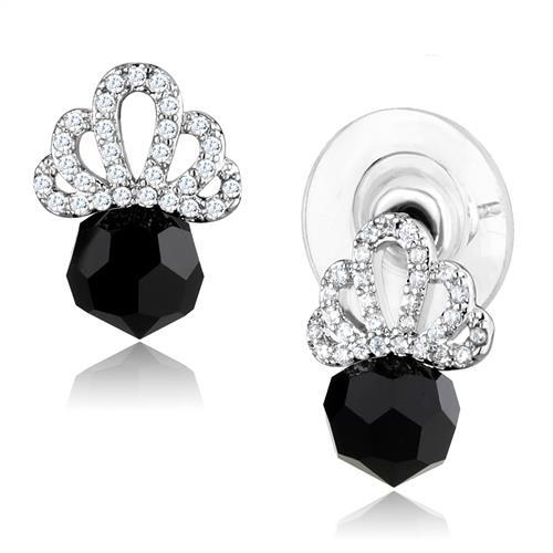 Rhodium Brass Earrings with AAA Grade CZ  in Clear