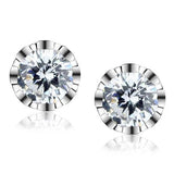 Rhodium Brass Earrings with AAA Grade CZ  in Clear
