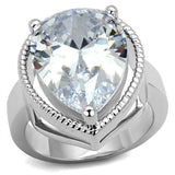 Rhodium Brass Ring with AAA Grade CZ  in Clear