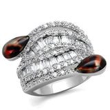 Rhodium Brass Ring with AAA Grade CZ  in Clear