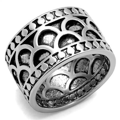 Rhodium Brass Ring with Epoxy  in Jet