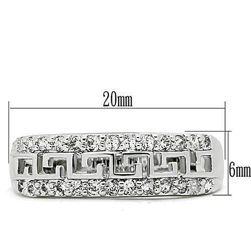 Rhodium Brass Ring with AAA Grade CZ  in Clear