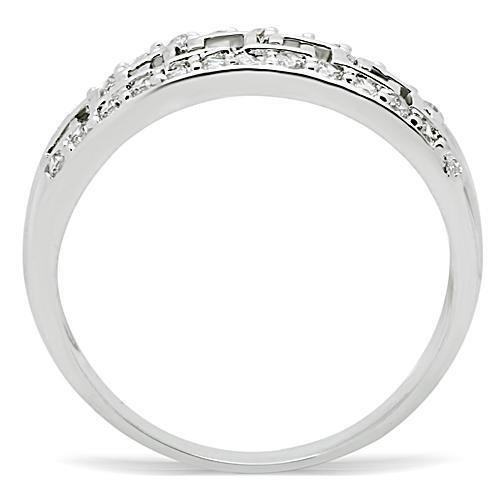 Rhodium Brass Ring with AAA Grade CZ  in Clear