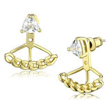 Gold Brass Earrings with AAA Grade CZ  in Clear