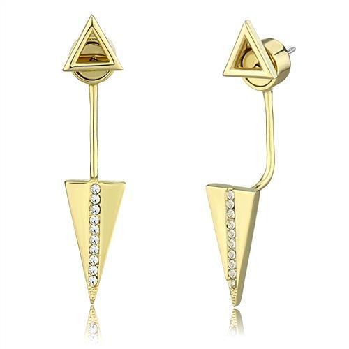 Gold Brass Earrings with Top Grade Crystal  in Clear