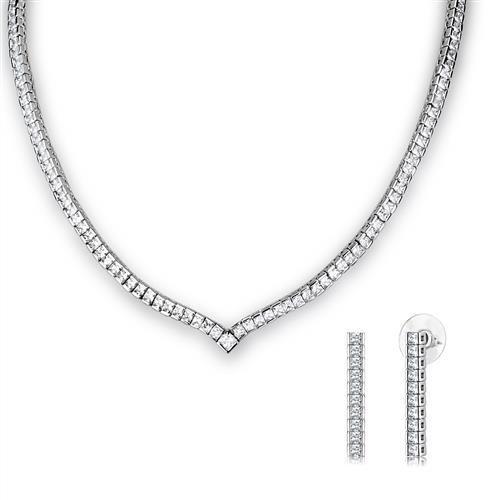 Rhodium Brass Jewelry Sets with AAA Grade CZ  in Clear