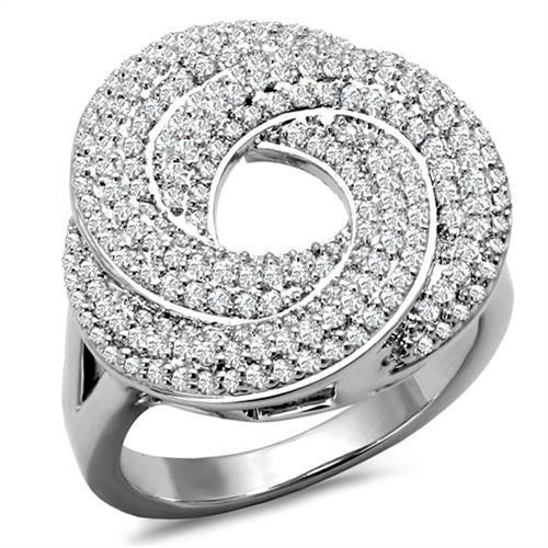 Rhodium Brass Ring with AAA Grade CZ  in Clear
