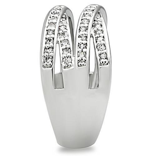 Rhodium Brass Ring with AAA Grade CZ  in Clear