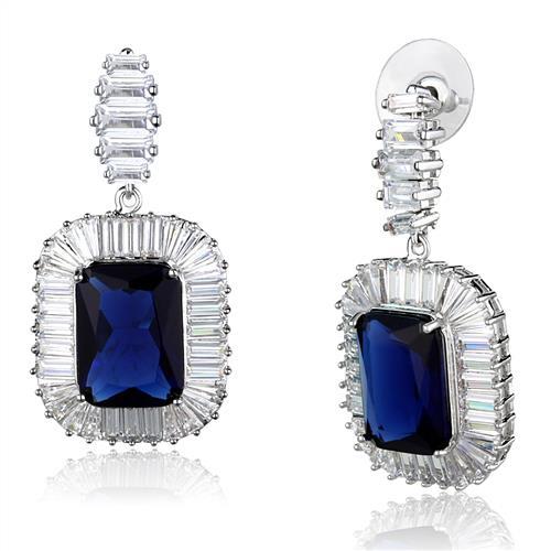 Rhodium Brass Earrings with Synthetic Synthetic Glass in Montana