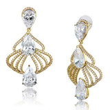 Gold Brass Earrings with AAA Grade CZ  in Clear