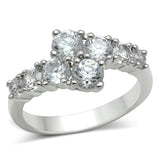Rhodium Brass Ring with AAA Grade CZ  in Clear