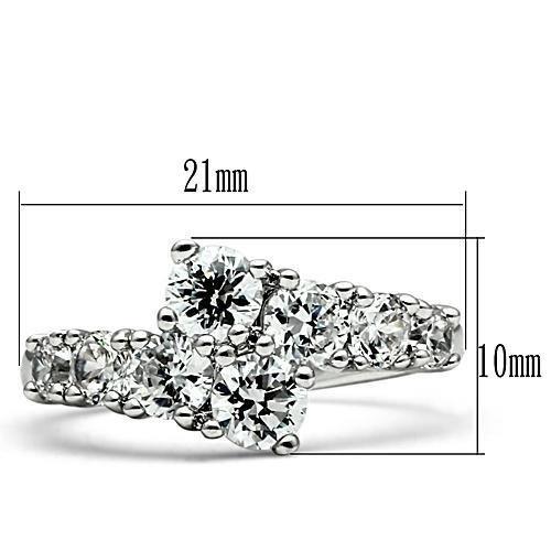 Rhodium Brass Ring with AAA Grade CZ  in Clear