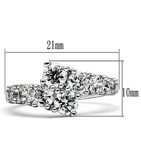 Rhodium Brass Ring with AAA Grade CZ  in Clear