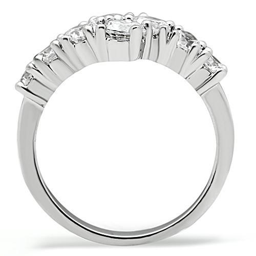 Rhodium Brass Ring with AAA Grade CZ  in Clear