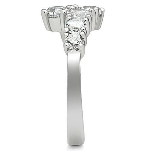 Rhodium Brass Ring with AAA Grade CZ  in Clear