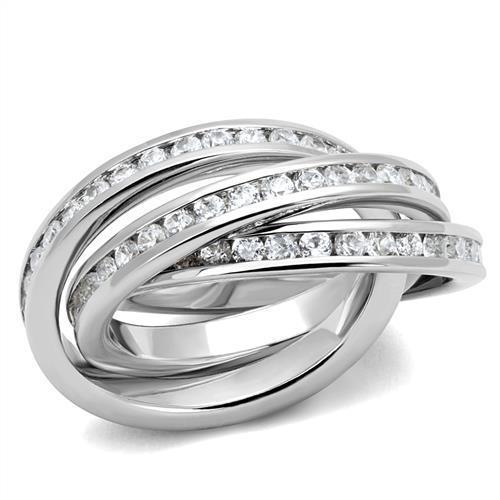 Rhodium Brass Ring with AAA Grade CZ  in Clear