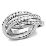 Rhodium Brass Ring with AAA Grade CZ  in Clear