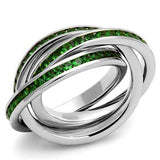 Rhodium Brass Ring with Synthetic Synthetic Glass in Emerald