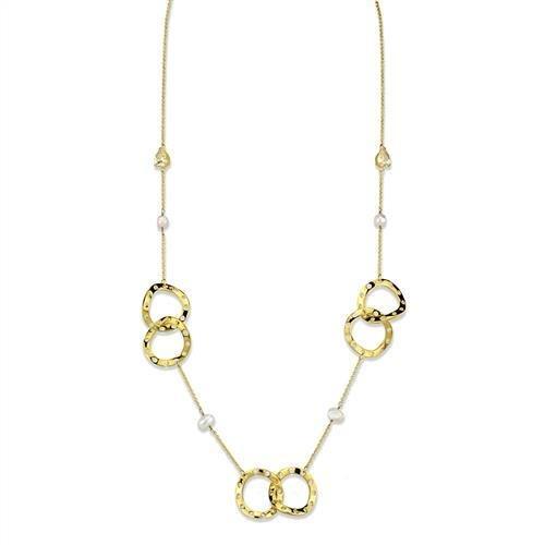 Gold Brass Necklace with AAA Grade CZ  in Citrine Yellow