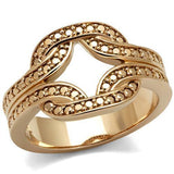 IP Rose Gold(Ion Plating) Brass Ring with AAA Grade CZ  in Metallic Light Gold