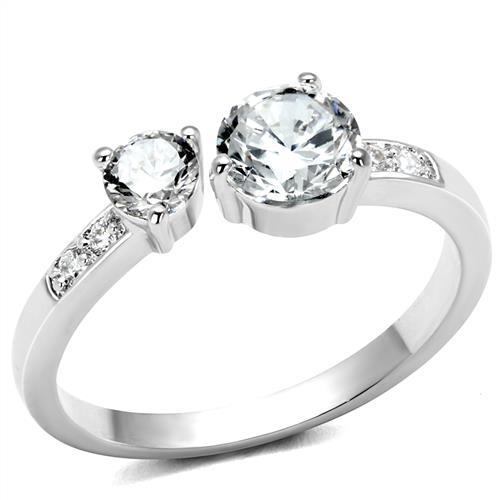 Rhodium Brass Ring with AAA Grade CZ  in Clear